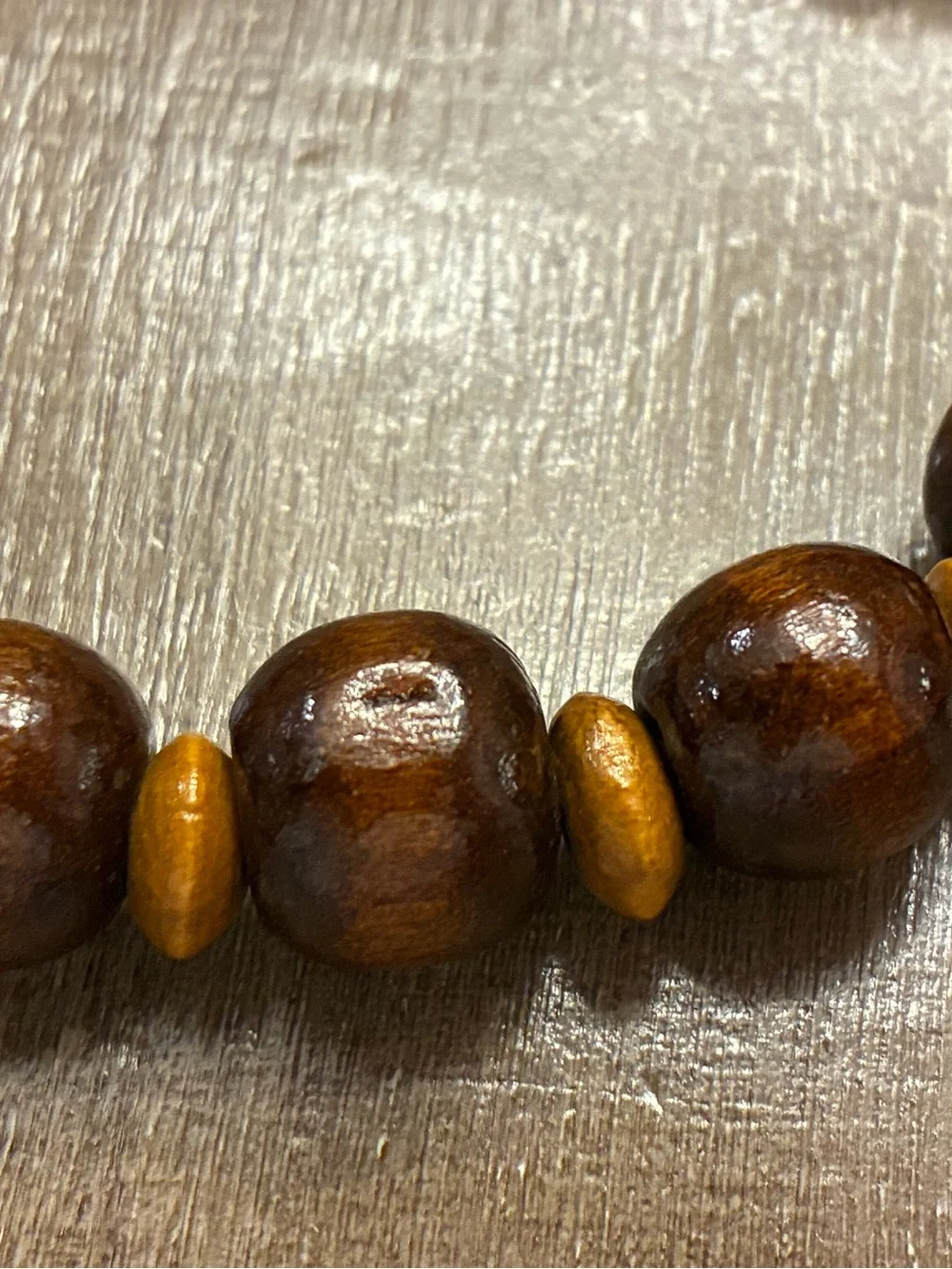 Handcrafted Brown Wood Bead Bracelet - Natural Brown